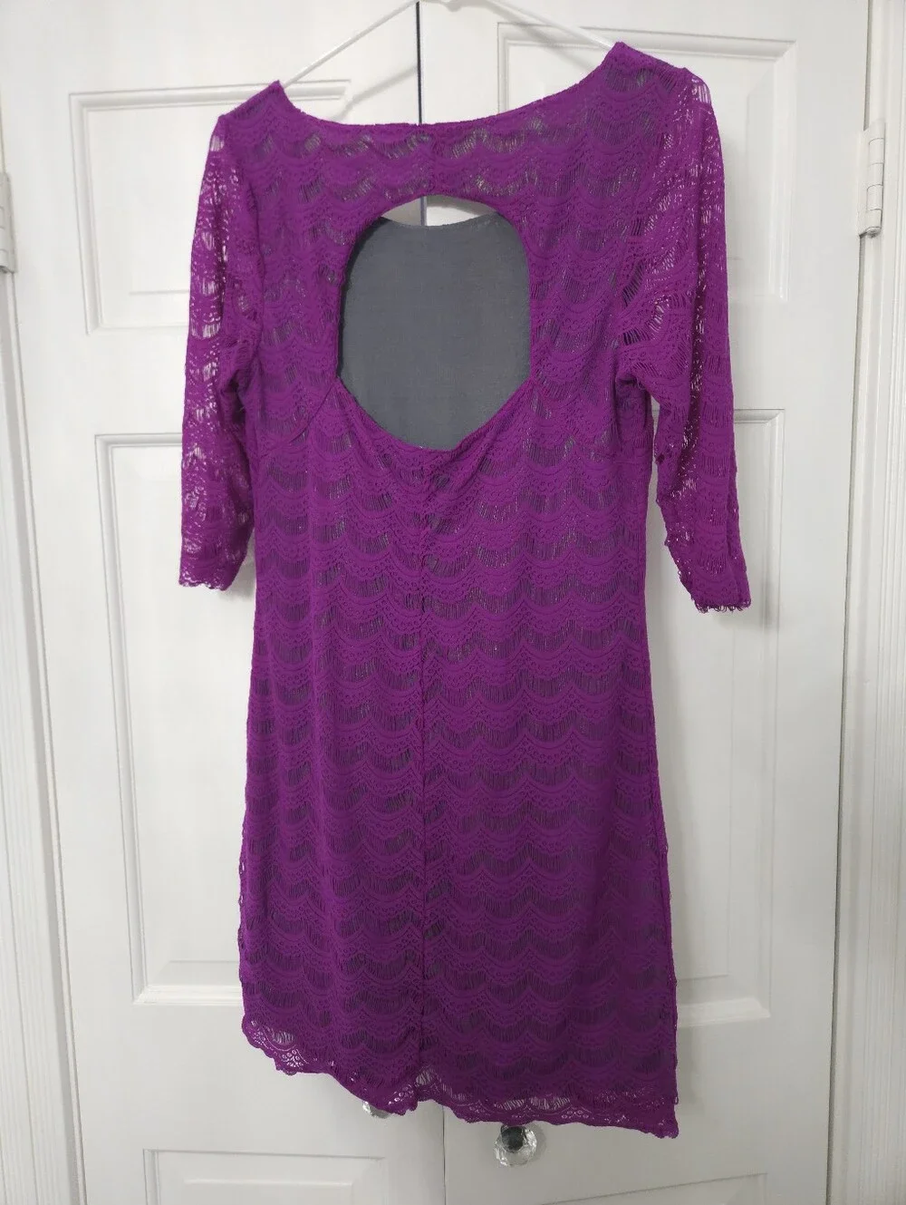 FREE PEOPLE Mini Dress Fuchsia Cut Out Back Size Large